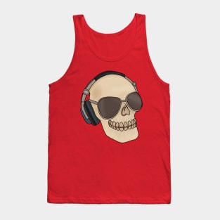 Skull wearing sunglasses and headphones Tank Top